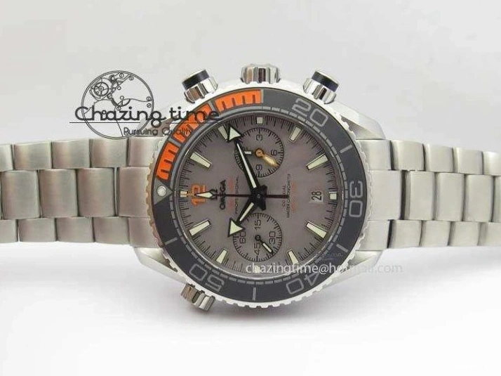 0412 Planet Ocean Master Chronometer Chrono SS OM 1:1 Best Edition Gray Dial On SS Bracelet A Reliable 8180